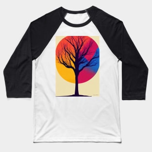 Rainbow Abstract Moon Vibrant Colored Whimsical Minimalist Lonely Tree - Bright Colorful Nature Poster Art of a Leafless Branches Baseball T-Shirt